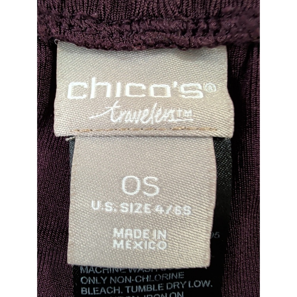 Chicos Travelers Pull On Pants Size 0 Small Short‎ Burgundy Stretch Slinky - Picture 4 of 9